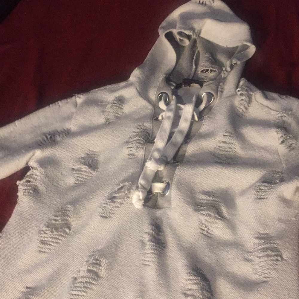 Gray distressed hoodie/dress (XL)